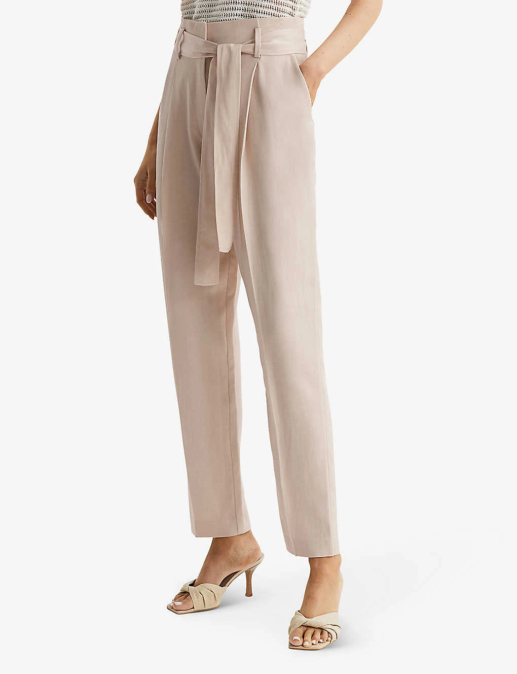 Reiss Mylie Belted Tapered-leg Woven Trousers 3 Reiss Mylie Belted Tapered-leg Woven Trousers - Image 3