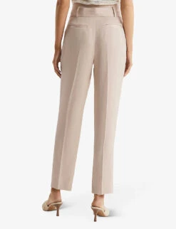 Reiss Mylie Belted Tapered-leg Woven Trousers 8 Reiss Mylie Belted Tapered-leg Woven Trousers -Reiss Shop R04095898 NEUTRAL ALT03