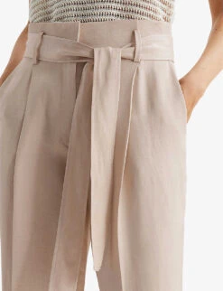 Reiss Mylie Belted Tapered-leg Woven Trousers 9 Reiss Mylie Belted Tapered-leg Woven Trousers -Reiss Shop R04095898 NEUTRAL ALT04