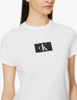 Calvin Klein 1996 Lounge Logo-print Recycled Cotton-blend Top 9 Calvin Klein 1996 Lounge Logo-print Recycled Cotton-blend Top -Reiss Shop R04096770 WHITE ALT04