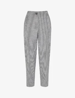 Whistles Lila Checked Straight-leg Mid-rise Woven Trousers