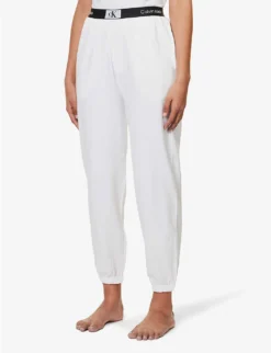Calvin Klein 1996 Brand-patch Cotton-jersey Jogging Bottoms -Reiss Shop R04097654 WHITE ALT02