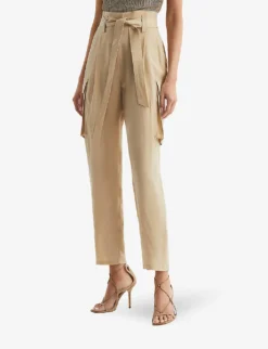 Reiss Joanie High-rise Leg-pocket Woven Cargo Trousers -Reiss Shop R04098649 NEUTRAL ALT02