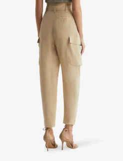Reiss Joanie High-rise Leg-pocket Woven Cargo Trousers -Reiss Shop R04098649 NEUTRAL ALT03