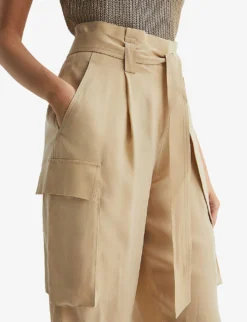 Reiss Joanie High-rise Leg-pocket Woven Cargo Trousers -Reiss Shop R04098649 NEUTRAL ALT04