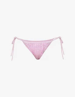 SELF PORTRAIT Hot Fix Crystal-embellished Bikini Bottoms