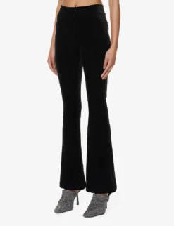 Commando Flared-leg Mid-rise Velvet Trousers -Reiss Shop R04099857 BLACK ALT02
