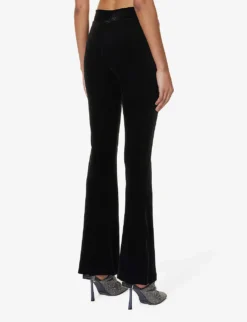 Commando Flared-leg Mid-rise Velvet Trousers -Reiss Shop R04099857 BLACK ALT03