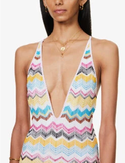 Missoni Chevron-knit V-neck Swimsuit -Reiss Shop R04100166 MULTICOLORCHEVRON ALT04