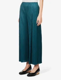 April Pleated Wide-leg Mid-rise Knitted Trousers 8 April Pleated Wide-leg Mid-rise Knitted Trousers -Reiss Shop R04100457 68VIRIDIAN ALT02