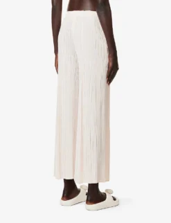 Mellow Pleated Wide-leg High-rise Knitted Trousers -Reiss Shop R04100464 06PINKWHITE ALT03