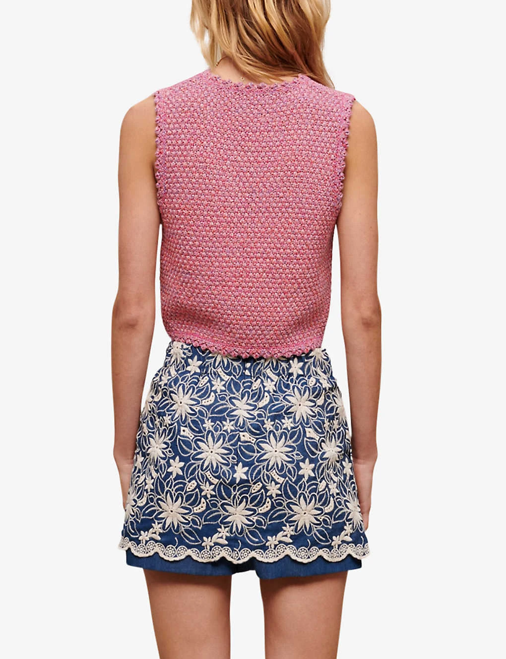 Maje Floral-embroidered Cotton-blend Shorts 4 Maje Floral-embroidered Cotton-blend Shorts - Image 4