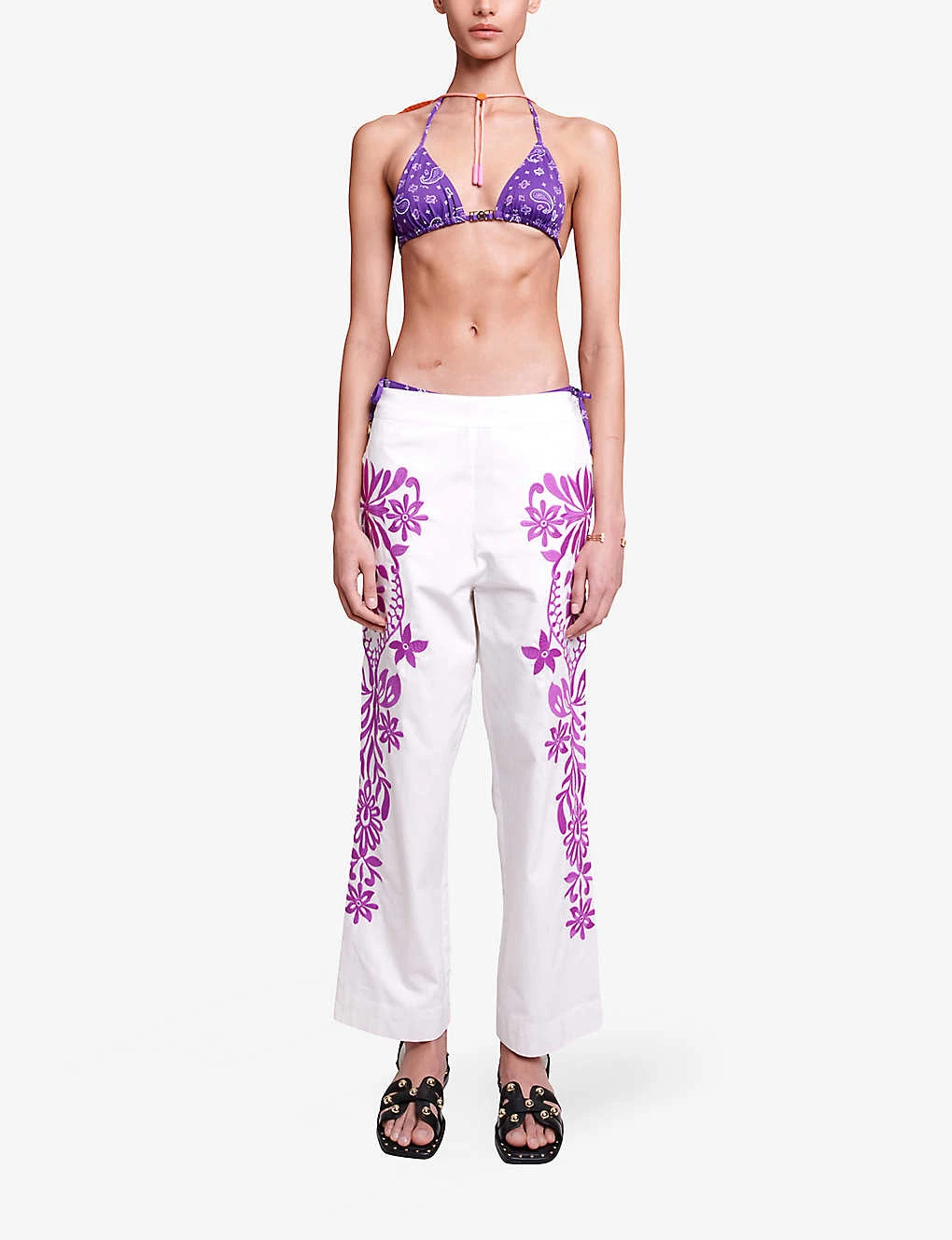 Maje Peace Wide-led High-rise Cotton Trousers 2 Maje Peace Wide-led High-rise Cotton Trousers - Image 2