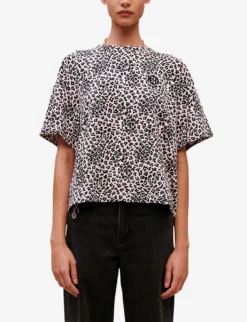 Maje Leopard-print Cotton Jersey T-shirt -Reiss Shop R04101713 ROSES ALT02