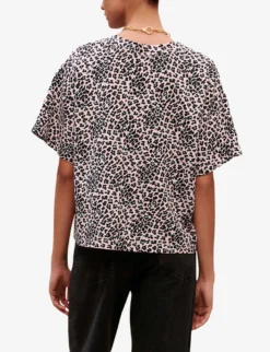 Maje Leopard-print Cotton Jersey T-shirt -Reiss Shop R04101713 ROSES ALT03