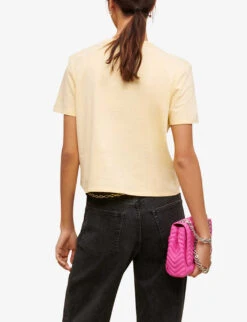 Maje Embellished-neckline Cotton-jersey T-shirt -Reiss Shop R04101721 JAUNESORANGES ALT03