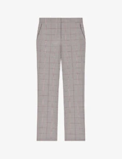 Maje Parreau Checked Straight-leg Stretch-wool Blend Trousers