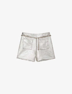 Maje Metallic Straight-cut Leather Shorts