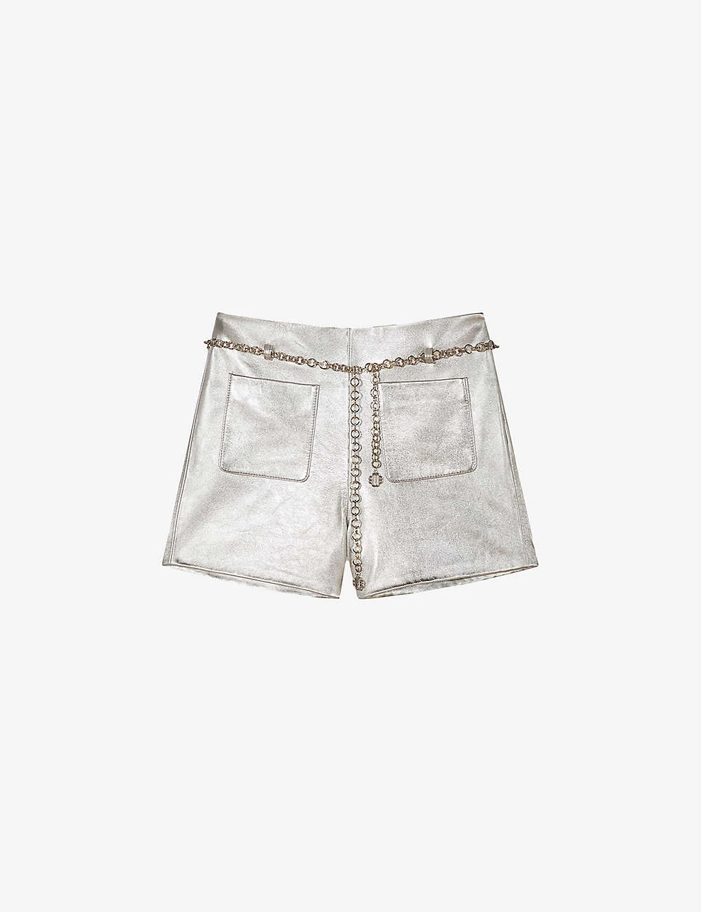 Maje Metallic Straight-cut Leather Shorts 1 Maje Metallic Straight-cut Leather Shorts