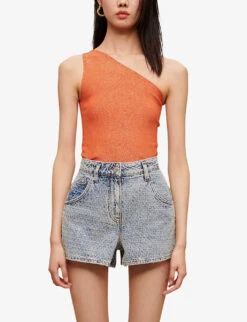 Maje Logo-patch High-rise Denim Shorts 7 Maje Logo-patch High-rise Denim Shorts -Reiss Shop R04101896 BLEUS ALT02