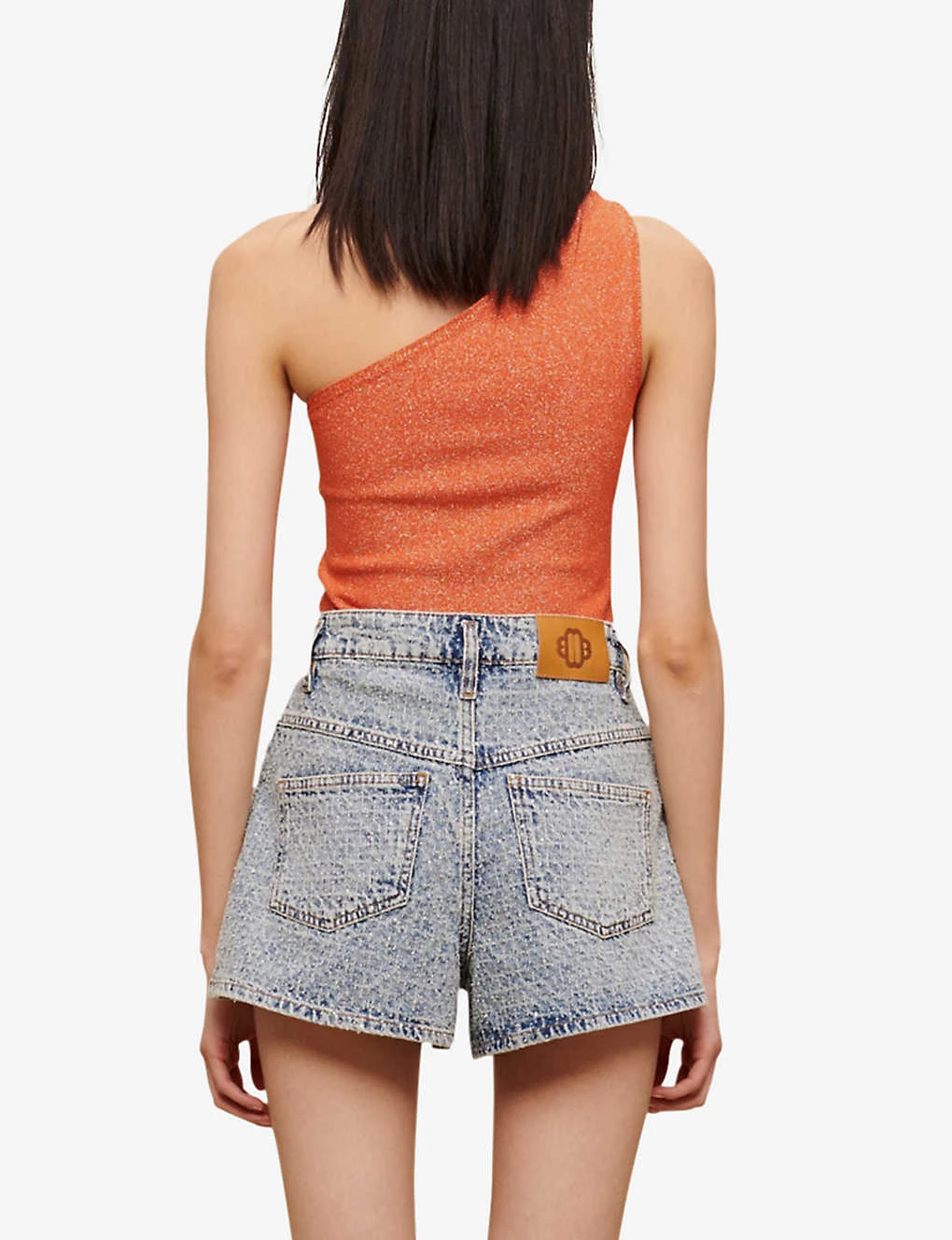Maje Logo-patch High-rise Denim Shorts 4 Maje Logo-patch High-rise Denim Shorts - Image 4
