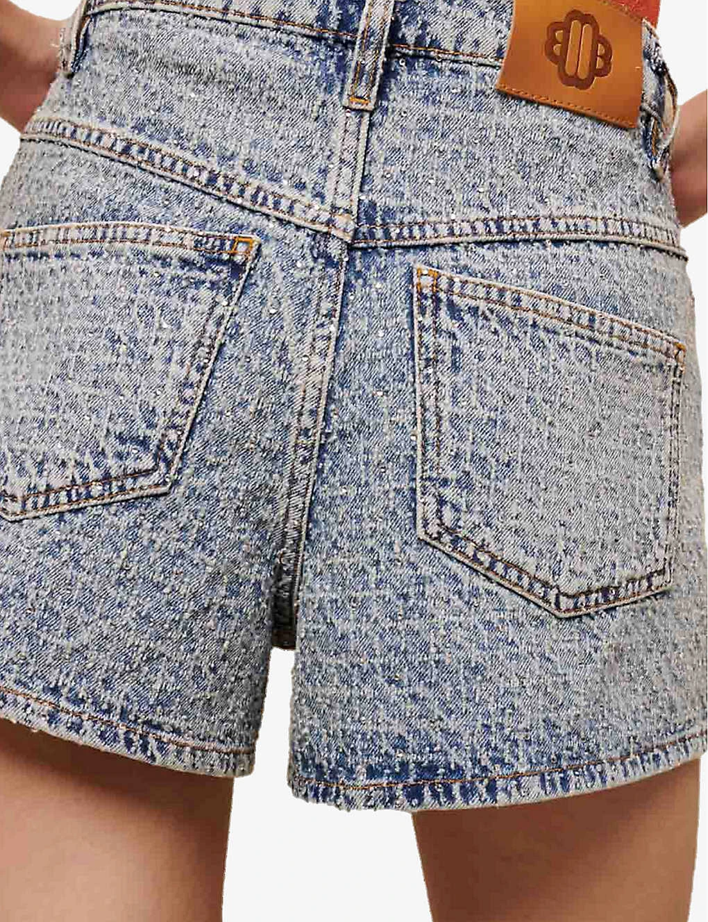 Maje Logo-patch High-rise Denim Shorts 5 Maje Logo-patch High-rise Denim Shorts - Image 5