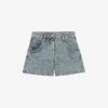 Maje Logo-patch High-rise Denim Shorts
