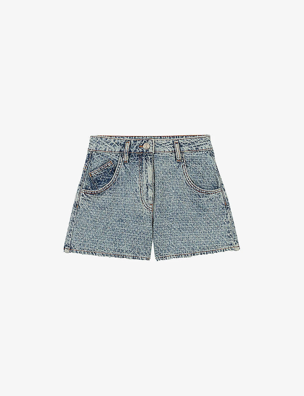 Maje Logo-patch High-rise Denim Shorts 1 Maje Logo-patch High-rise Denim Shorts
