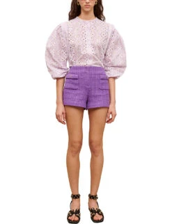 Maje Iapraia Tweed Cotton Shorts -Reiss Shop R04101937 VIOLETS ALT02