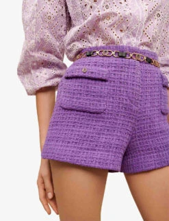Maje Iapraia Tweed Cotton Shorts -Reiss Shop R04101937 VIOLETS ALT04