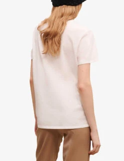 Maje Logo-embroidered Stretch-cotton T-shirt -Reiss Shop R04101950 BLANC ALT03