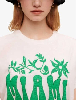 Maje Logo-embroidered Stretch-cotton T-shirt -Reiss Shop R04101950 BLANC ALT04
