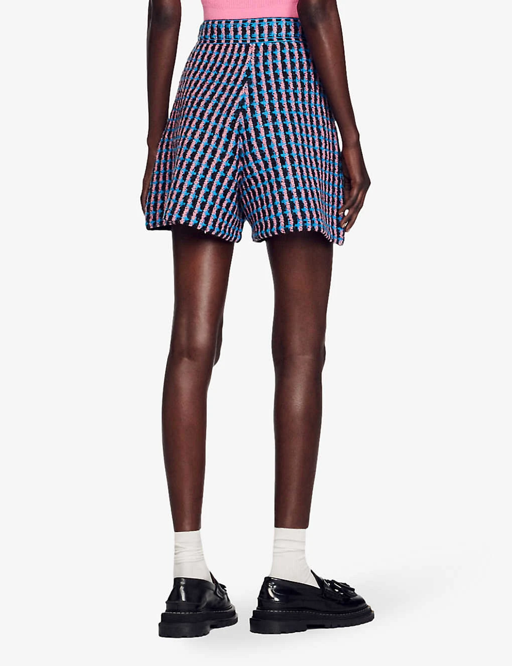 Sandro Checked Stretch-tweed Shorts 4 Sandro Checked Stretch-tweed Shorts - Image 4