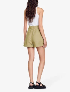 Sandro Belted High-rise Woven Shorts -Reiss Shop R04102391 BRUNS ALT03