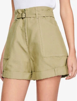 Sandro Belted High-rise Woven Shorts -Reiss Shop R04102391 BRUNS ALT04