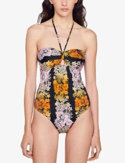 Sandro Pacifique Floral-print Swimsuit 7 Sandro Pacifique Floral-print Swimsuit -Reiss Shop R04102640 NOIRGRIS ALT02