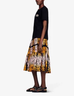 Sandro Logo Crystal-embellished Cotton T-shirt -Reiss Shop R04102642 NOIRGRIS ALT02