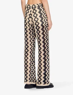 Sandro Geometric-print Straight-leg Mid-rise Cotton-blend Trousers 9 Sandro Geometric-print Straight-leg Mid-rise Cotton-blend Trousers -Reiss Shop R04102684 NOIRGRIS ALT03