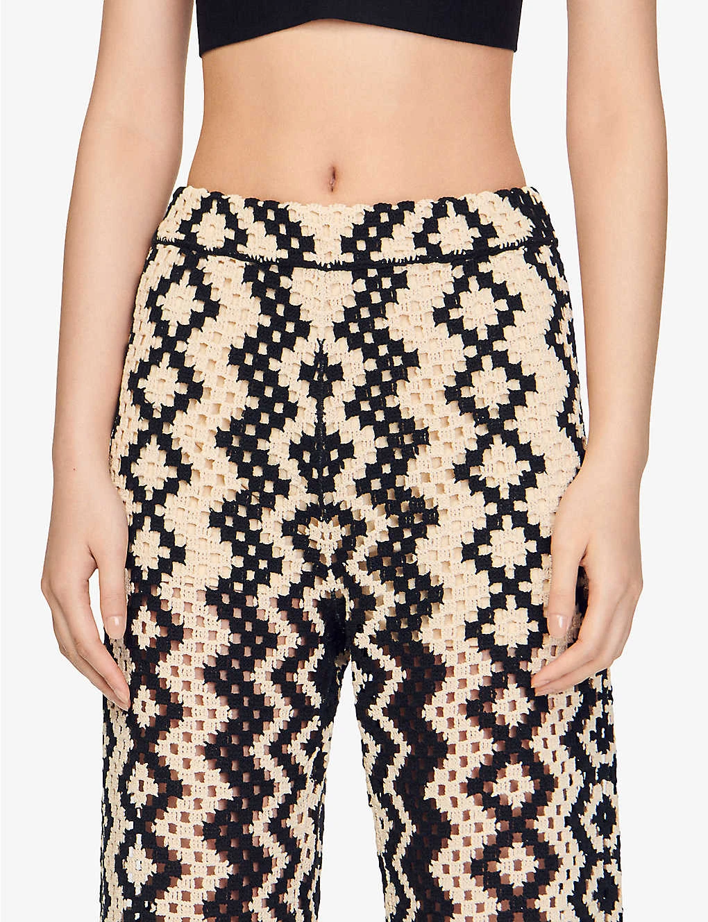 Sandro Geometric-print Straight-leg Mid-rise Cotton-blend Trousers 6 Sandro Geometric-print Straight-leg Mid-rise Cotton-blend Trousers - Image 6