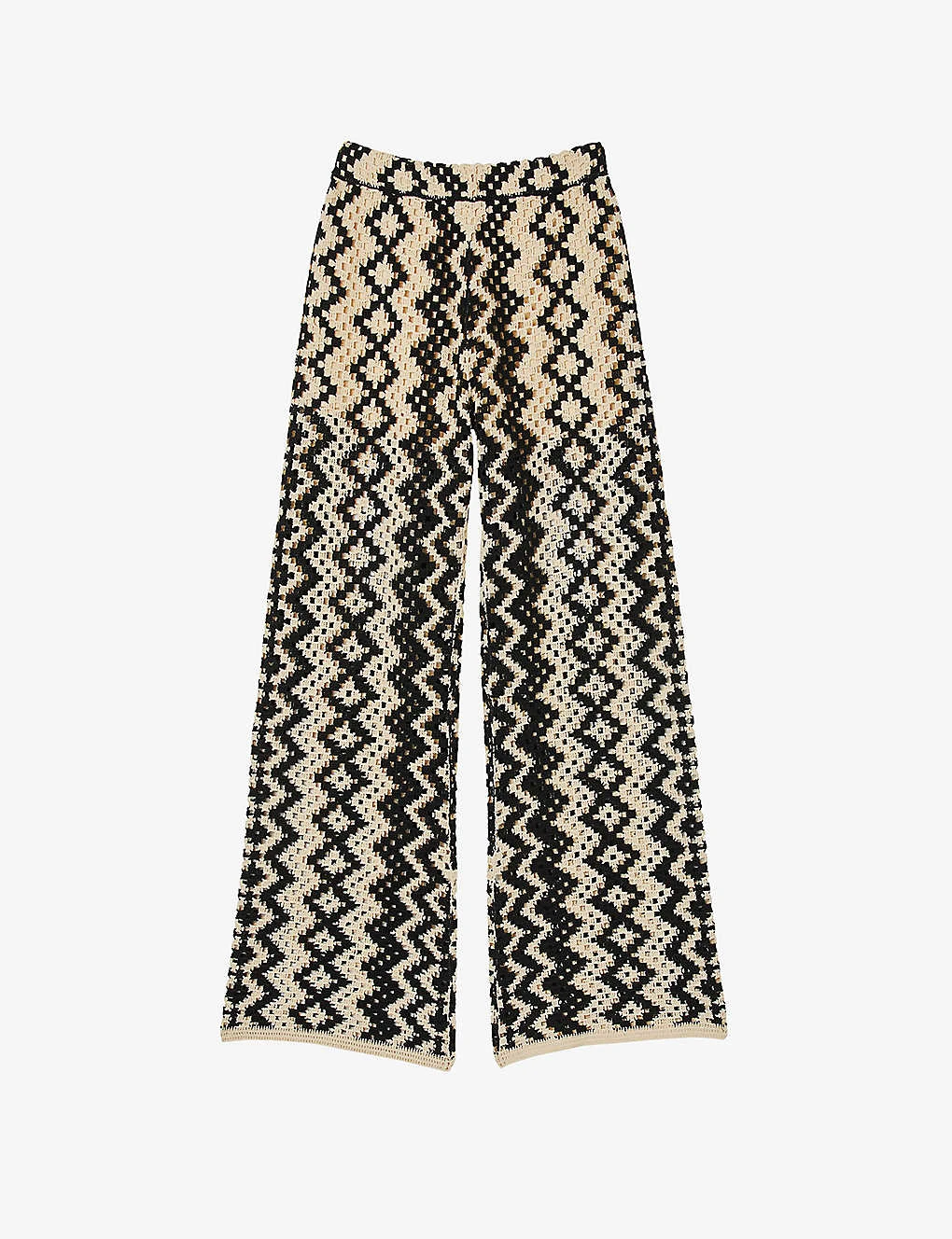 Sandro Geometric-print Straight-leg Mid-rise Cotton-blend Trousers 1 Sandro Geometric-print Straight-leg Mid-rise Cotton-blend Trousers