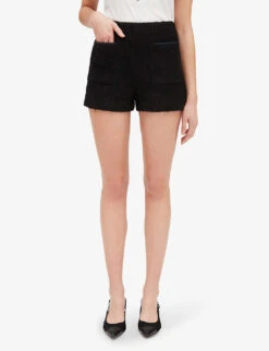 CLAUDIE PIERLOT Elga Braided-trim Tweed Shorts 8 CLAUDIE PIERLOT Elga Braided-trim Tweed Shorts -Reiss Shop R04103275 NOIRGRIS ALT02