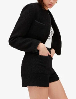 CLAUDIE PIERLOT Elga Braided-trim Tweed Shorts 10 CLAUDIE PIERLOT Elga Braided-trim Tweed Shorts -Reiss Shop R04103275 NOIRGRIS ALT04