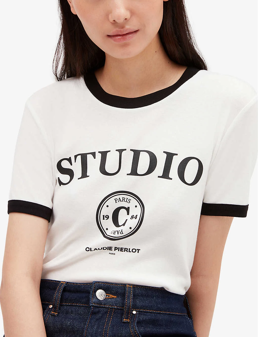 CLAUDIE PIERLOT Logo-print Cotton-blend T-shirt 5 CLAUDIE PIERLOT Logo-print Cotton-blend T-shirt - Image 5