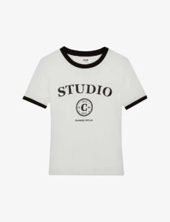 CLAUDIE PIERLOT Logo-print Cotton-blend T-shirt