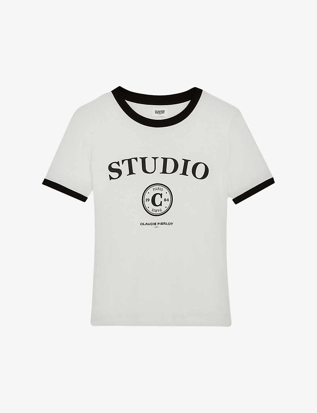CLAUDIE PIERLOT Logo-print Cotton-blend T-shirt 1 CLAUDIE PIERLOT Logo-print Cotton-blend T-shirt