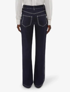 CLAUDIE PIERLOT Palinosoie Contrast Topstitch Silk Trousers -Reiss Shop R04103338 BLEUS ALT03