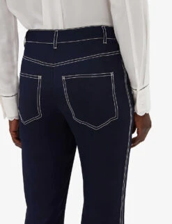 CLAUDIE PIERLOT Palinosoie Contrast Topstitch Silk Trousers -Reiss Shop R04103338 BLEUS ALT04