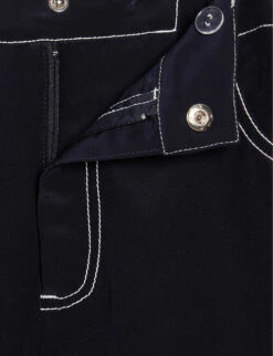 CLAUDIE PIERLOT Palinosoie Contrast Topstitch Silk Trousers -Reiss Shop R04103338 BLEUS ALT05