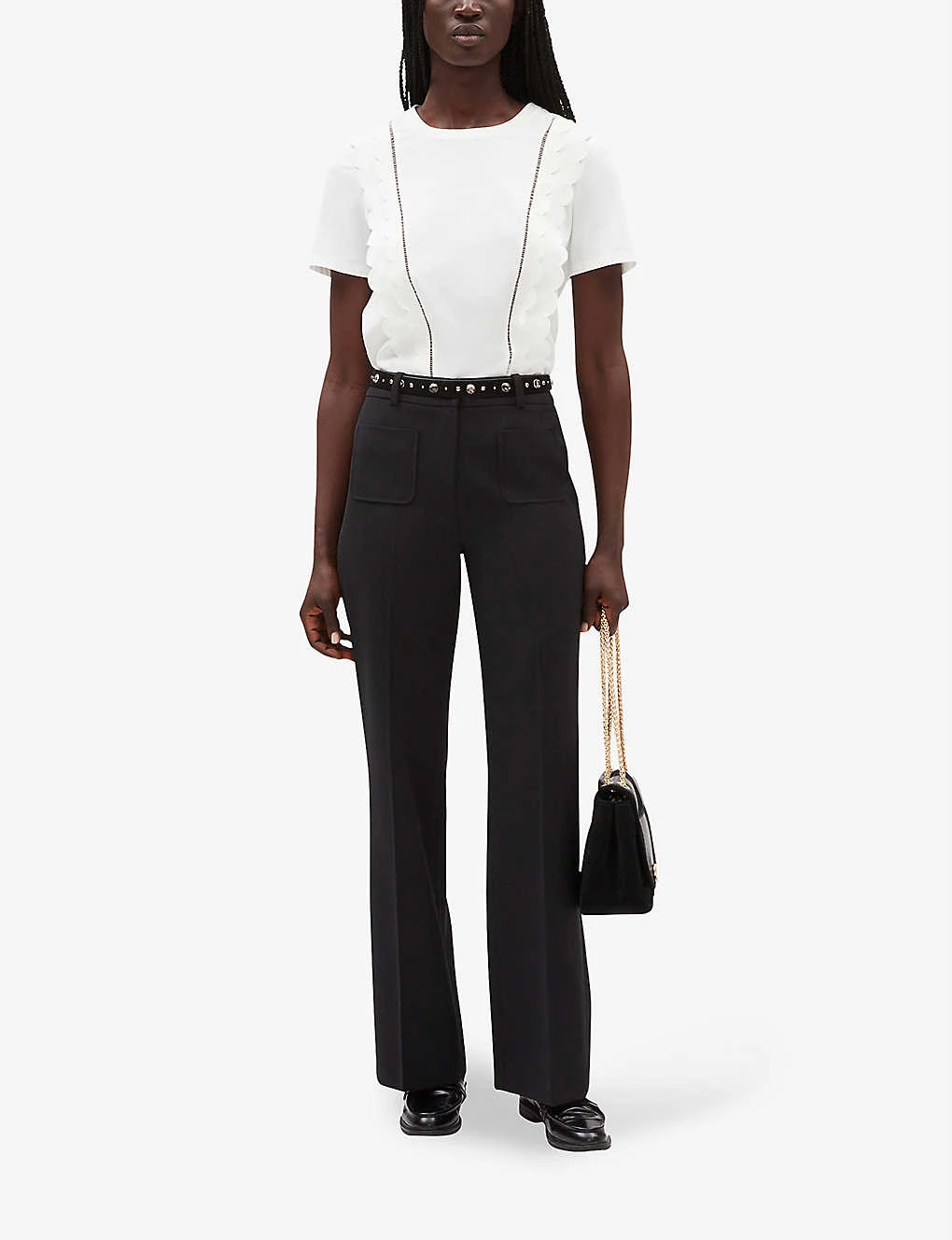 CLAUDIE PIERLOT Tupal Scalloped Trim Cotton-blend T Shirt 2 CLAUDIE PIERLOT Tupal Scalloped Trim Cotton-blend T Shirt - Image 2