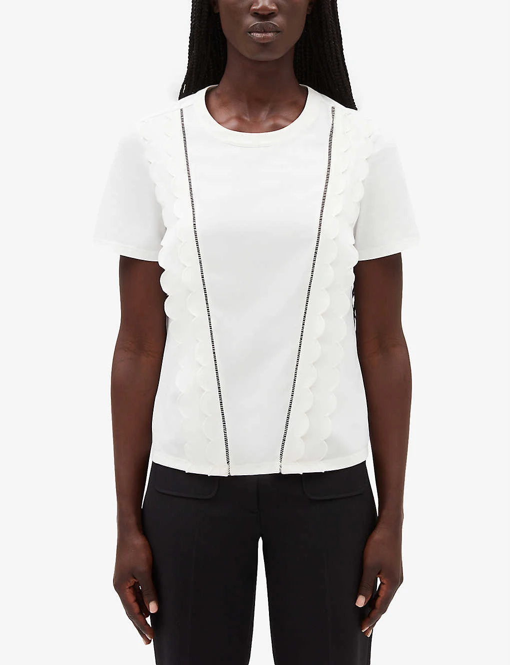 CLAUDIE PIERLOT Tupal Scalloped Trim Cotton-blend T Shirt 3 CLAUDIE PIERLOT Tupal Scalloped Trim Cotton-blend T Shirt - Image 3